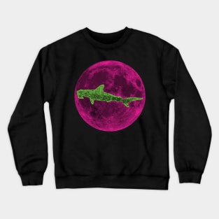 Bright Green Polynesian Pink Moon Hammerhead Shark Crewneck Sweatshirt